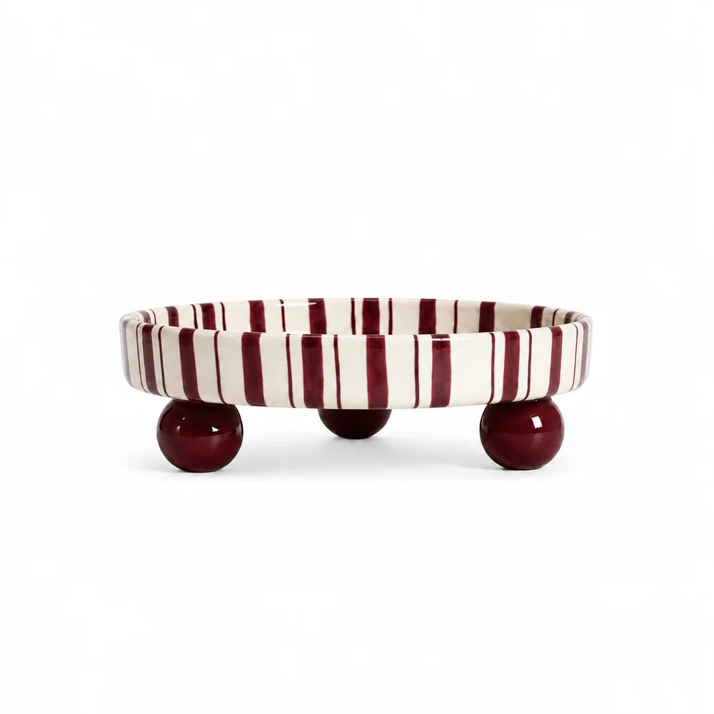 Plateau boules rayé, coloris Grenadine