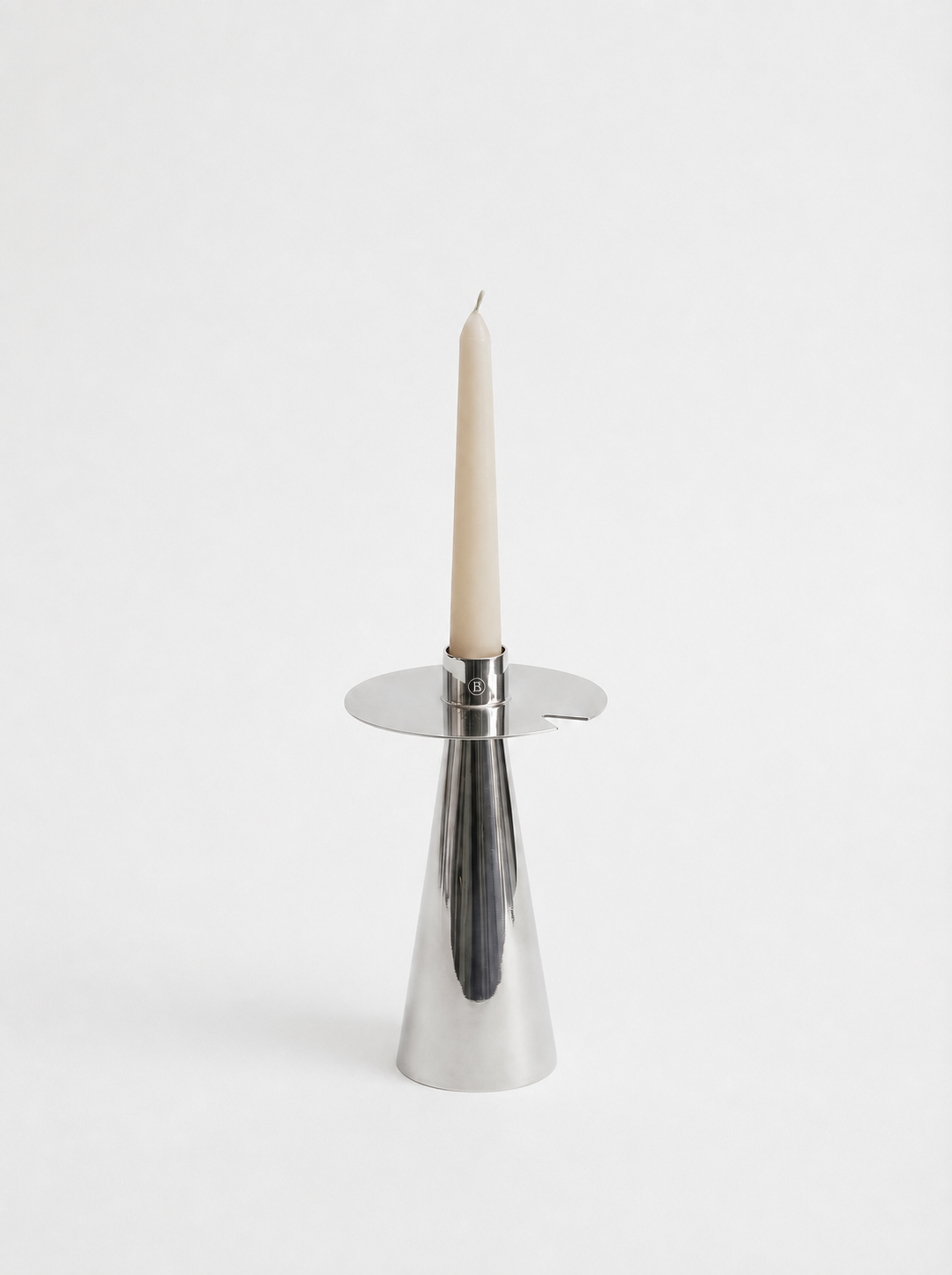 Bougeoir PAD grand, finition nickel poli