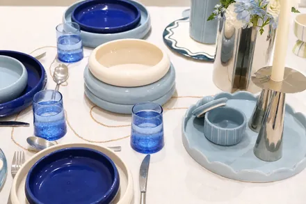 Table dressée Dolce, colour bleu et cobalt