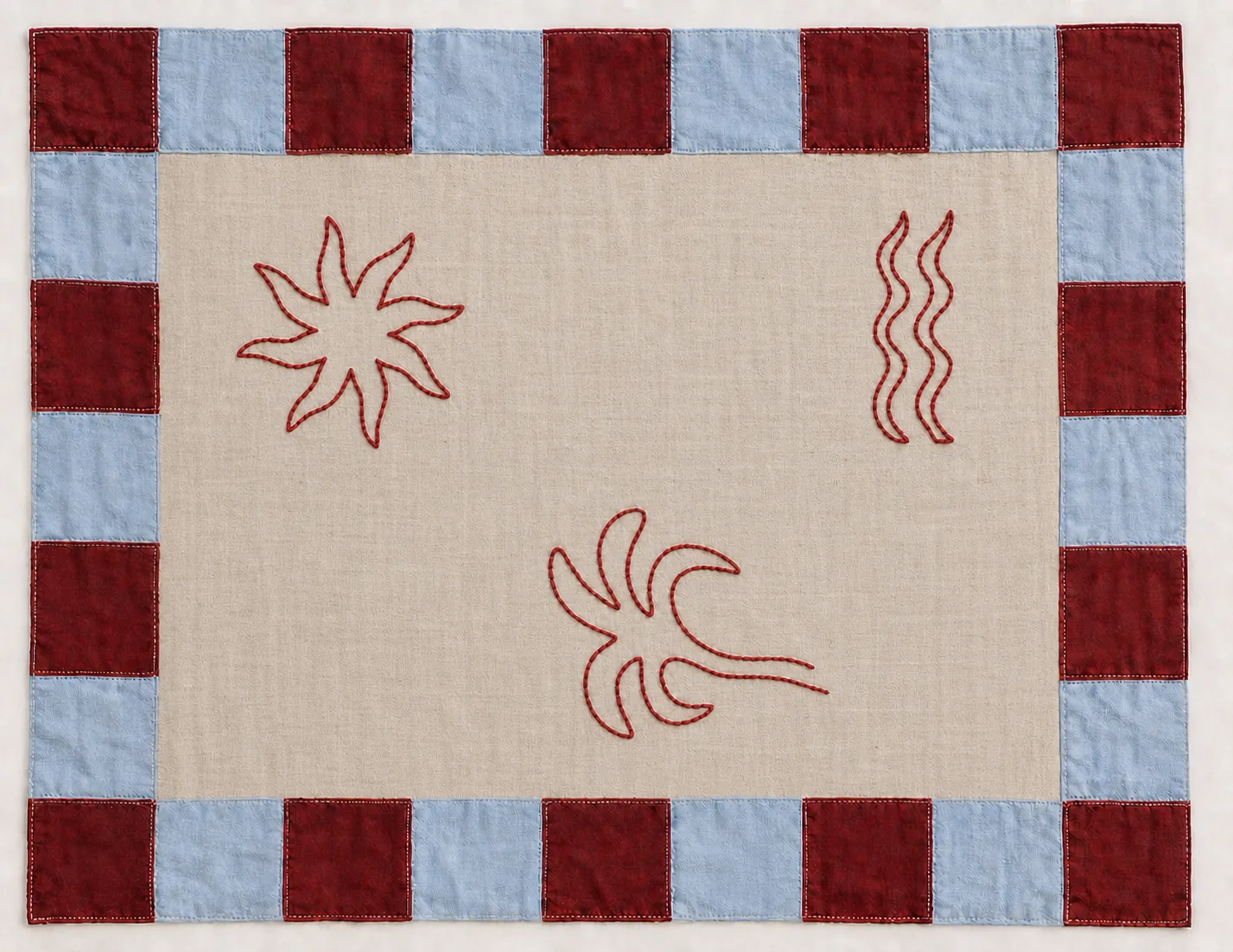 Nappe rectangulaire Trame, calepinage Frise, coloris Vendange